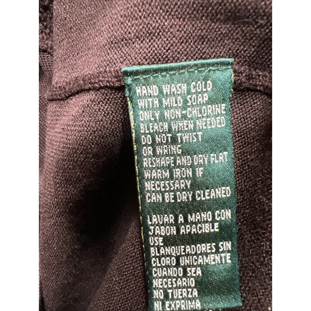 Lauren Ralph Lauren Y2K Ruffled Collar Silk Sweater Dark Brown Womens Size MP - Picture 9 of 11